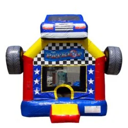 i2k Inflatable- Custom Amusement inflatable the patriot bounce house with trucks, stars, and stripes