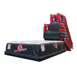 i2k inflatable - Custom Amusement inflatables Adventure Freefall Double Jump Platform w/ Air Bag (red/black)