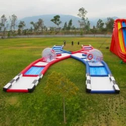 i2kplay- Custom Amusement inflatables Bubble Bowling C4 100' Criss Cross Collision Course