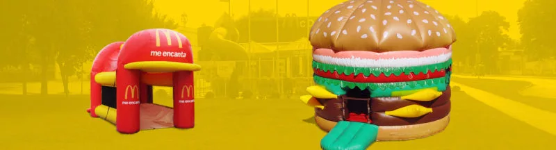inflatable custom games for mcdonalds advertising and burger themed event